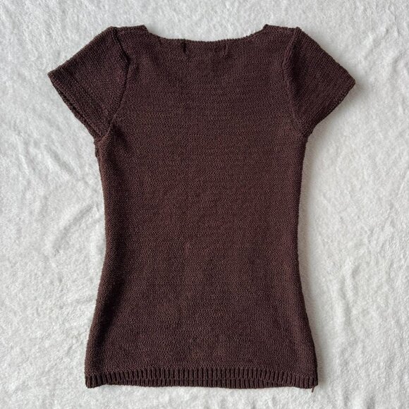 melanie lyne chocolate brown knit top - Picture 2 of 6